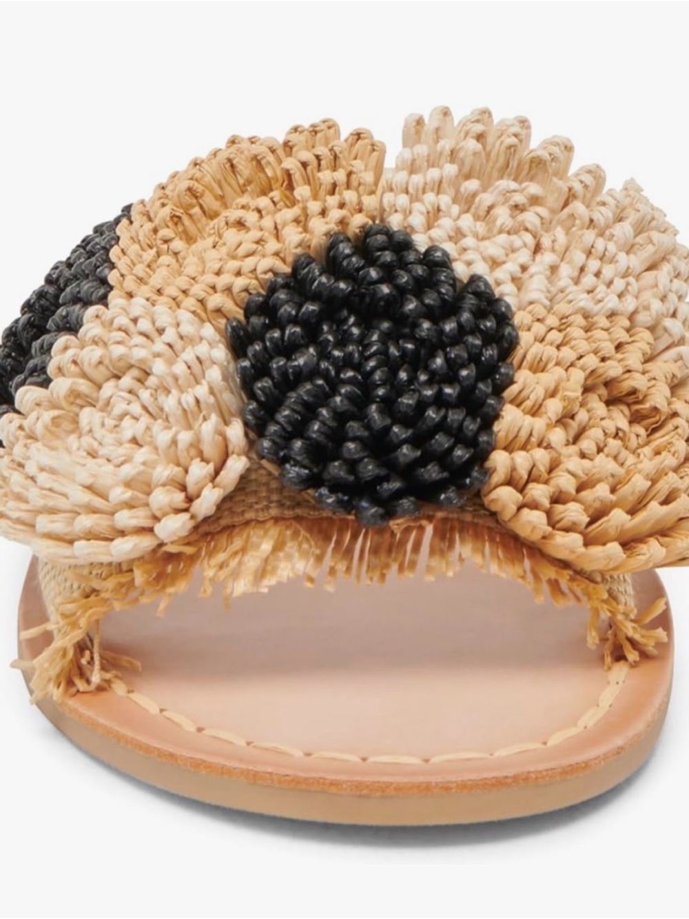NIB Dolce Vita womens Danela Beaded Floral Raffia Slide Sandal Natural/Black 7.5 - Picture 2 of 10